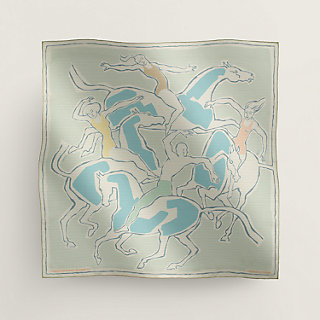 【こなれ感がUP】HERMES★Schal Tissage Equestre HERMES by Philippe Ledoux Olive Taupe Equestrian Silk Twill